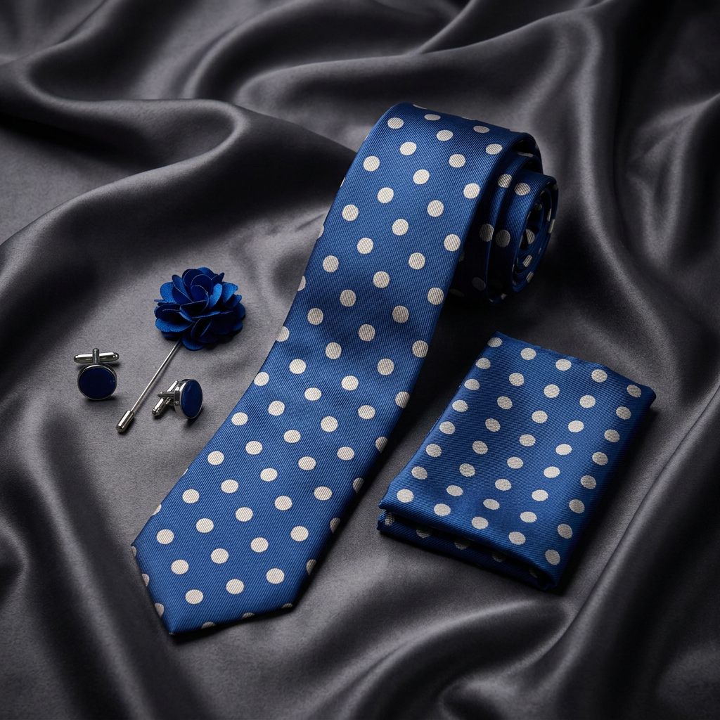 Navy Polka Dot Necktie Set