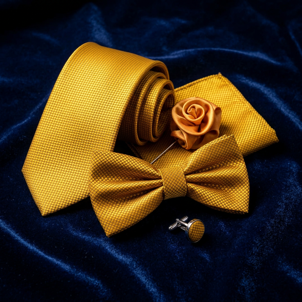 Golden Mustard Necktie & Bow Tie Set
