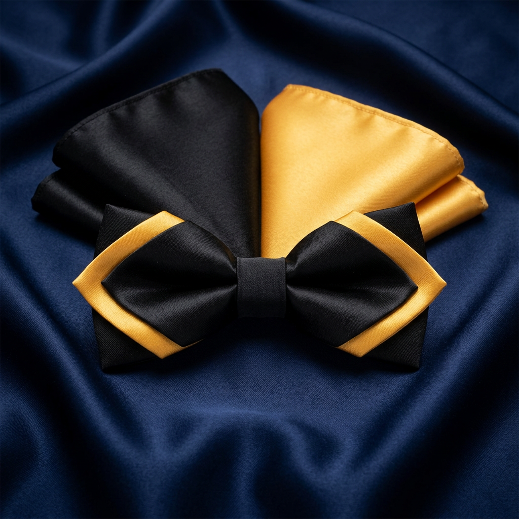Black & Gold Bow Tie Set