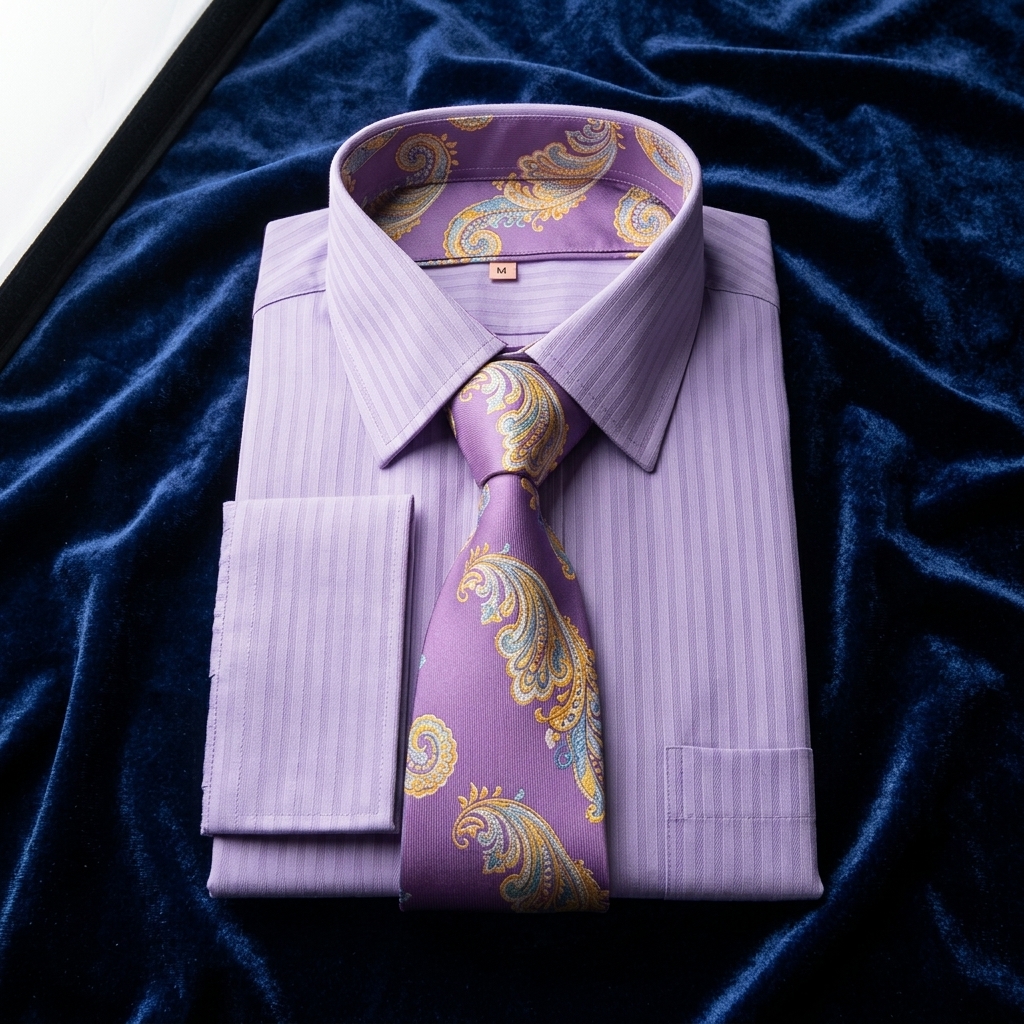 Lavender Striped Dress Shirt Set