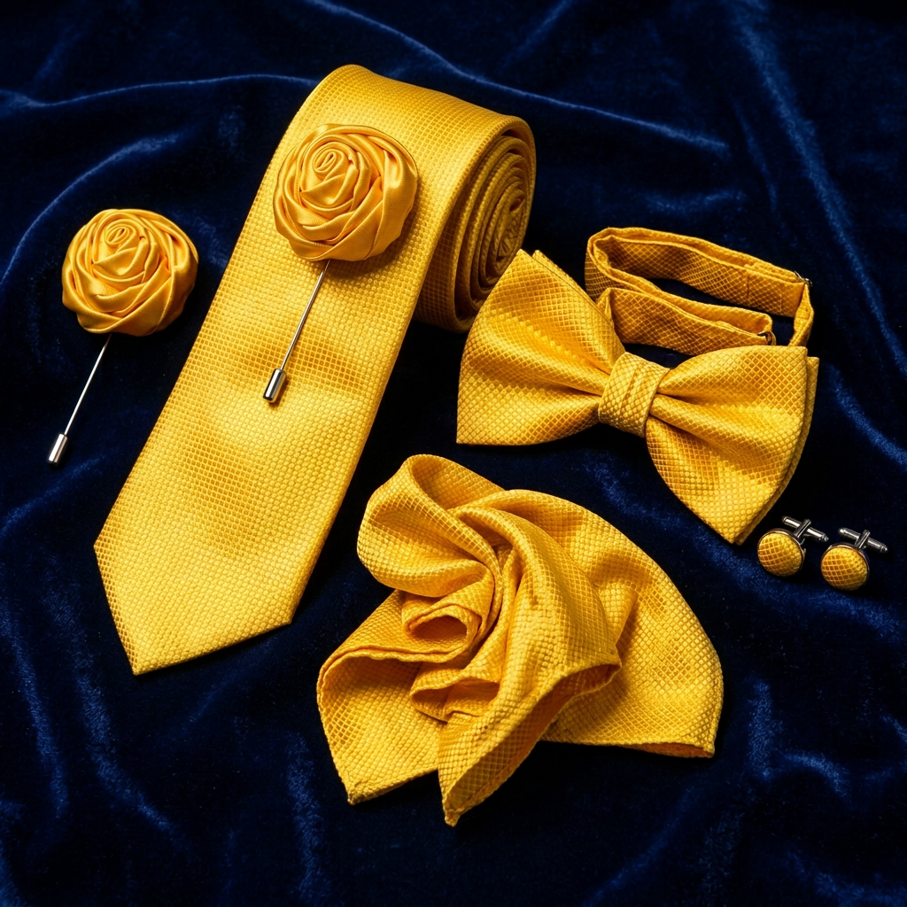 Golden Yellow Bow Tie 5-Piece Set