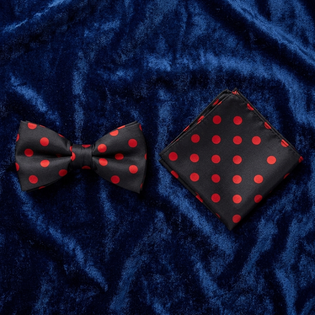Black & Red Polka Dot Bow Tie Set