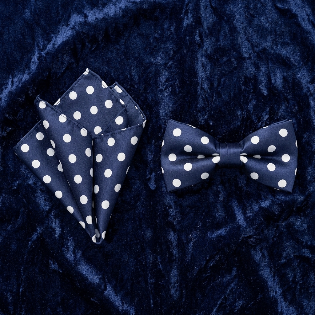 Navy & White Polka Dot Bow Tie Set