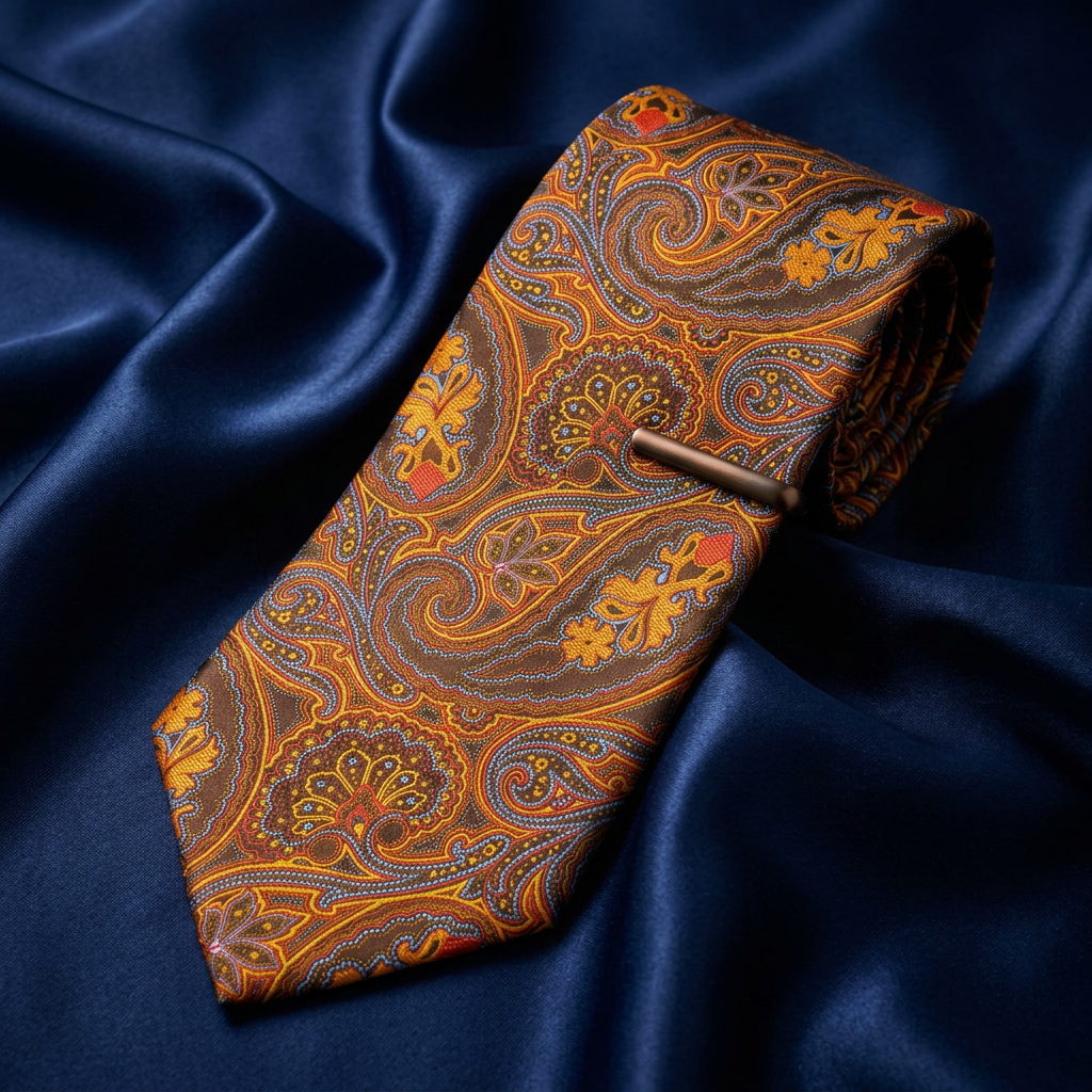 Brown & Orange Paisley Tapestry Necktie