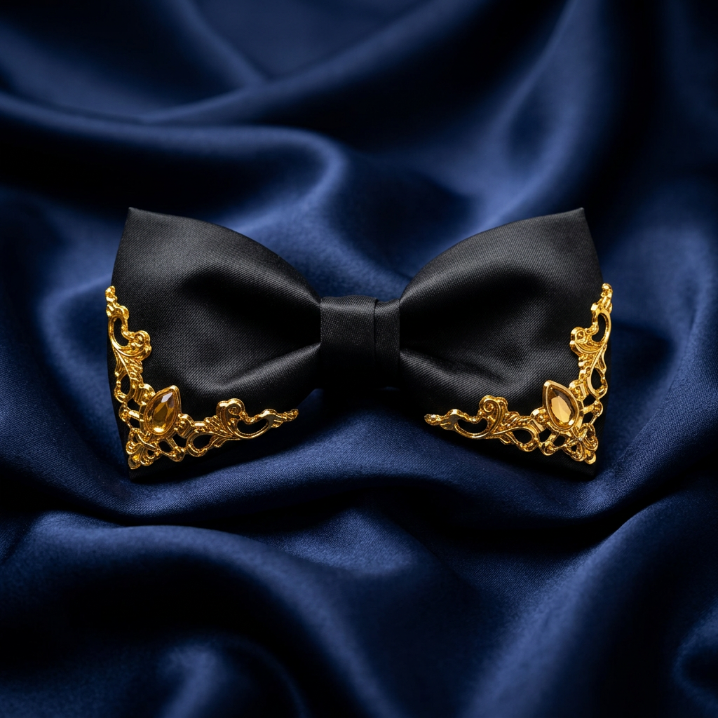 Black & Gold Sequin Bow Tie