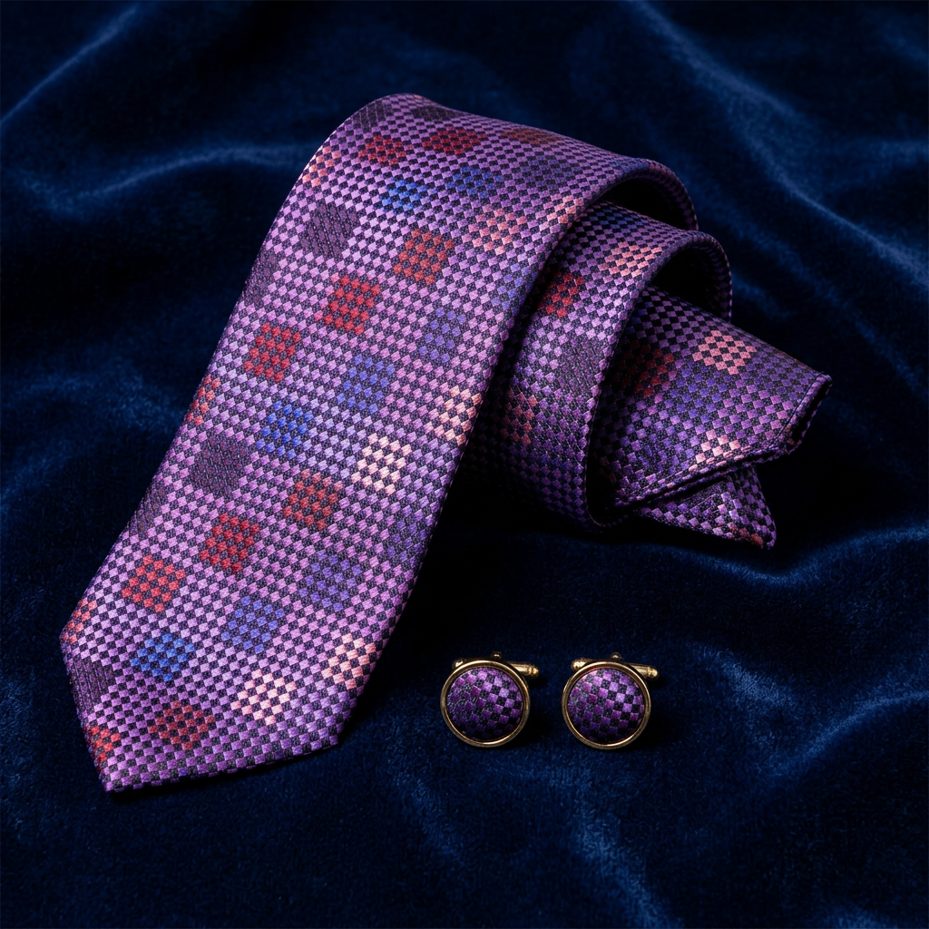 Purple Mosaic Necktie Set