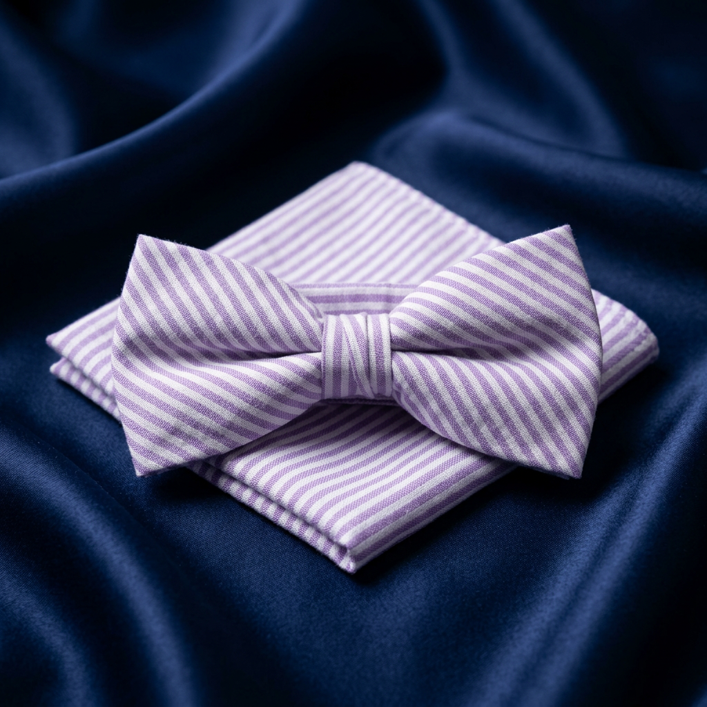 Lavender Seersucker Bow Tie & Hanky