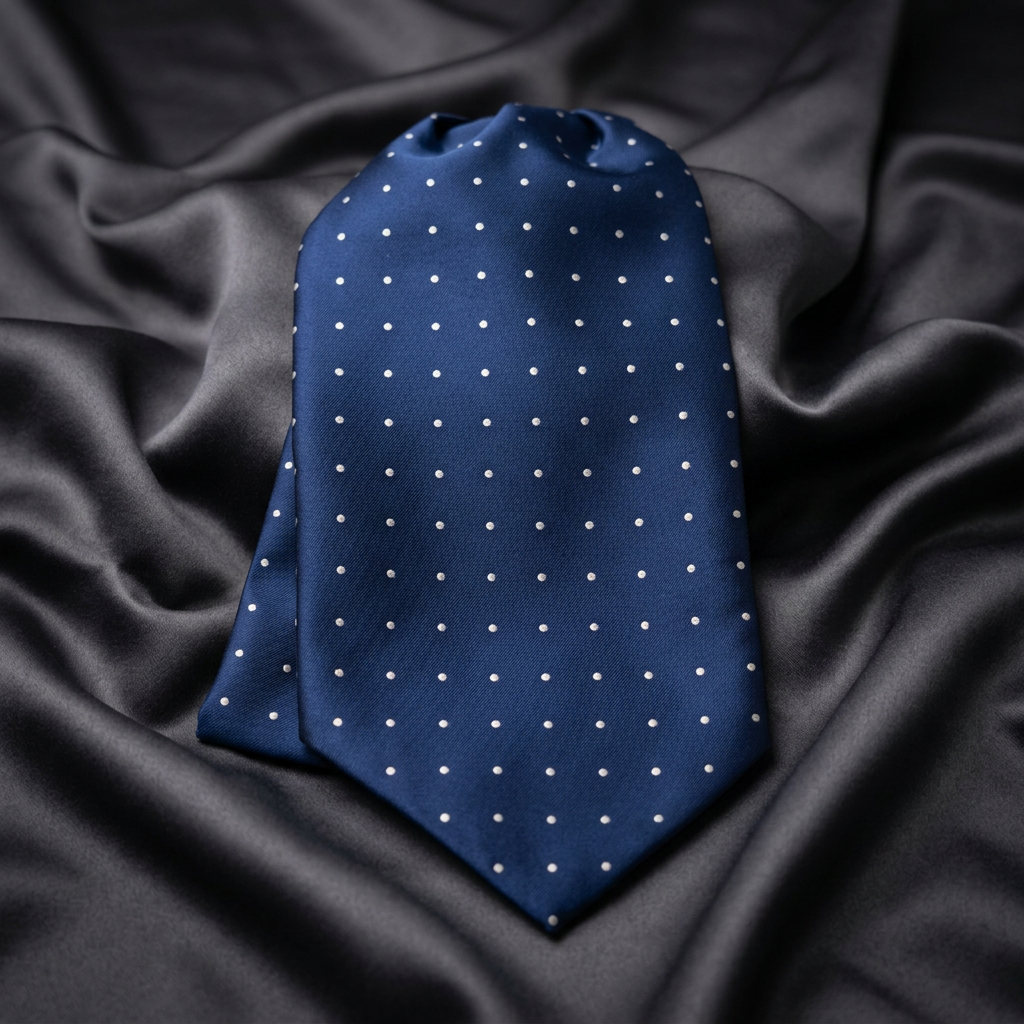 Navy Polka Dot Ascot Cravat