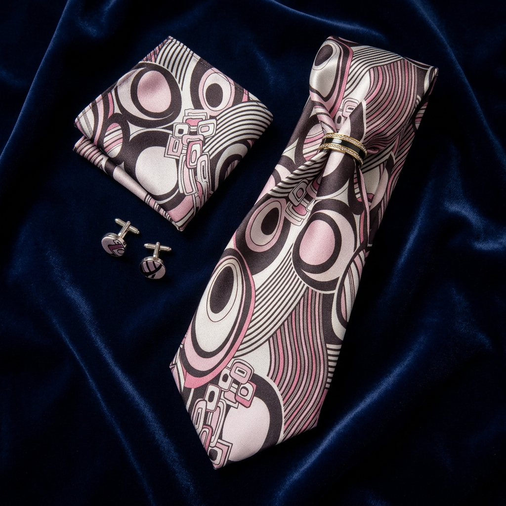 White, Pink & Black Geometric 4-Piece Set