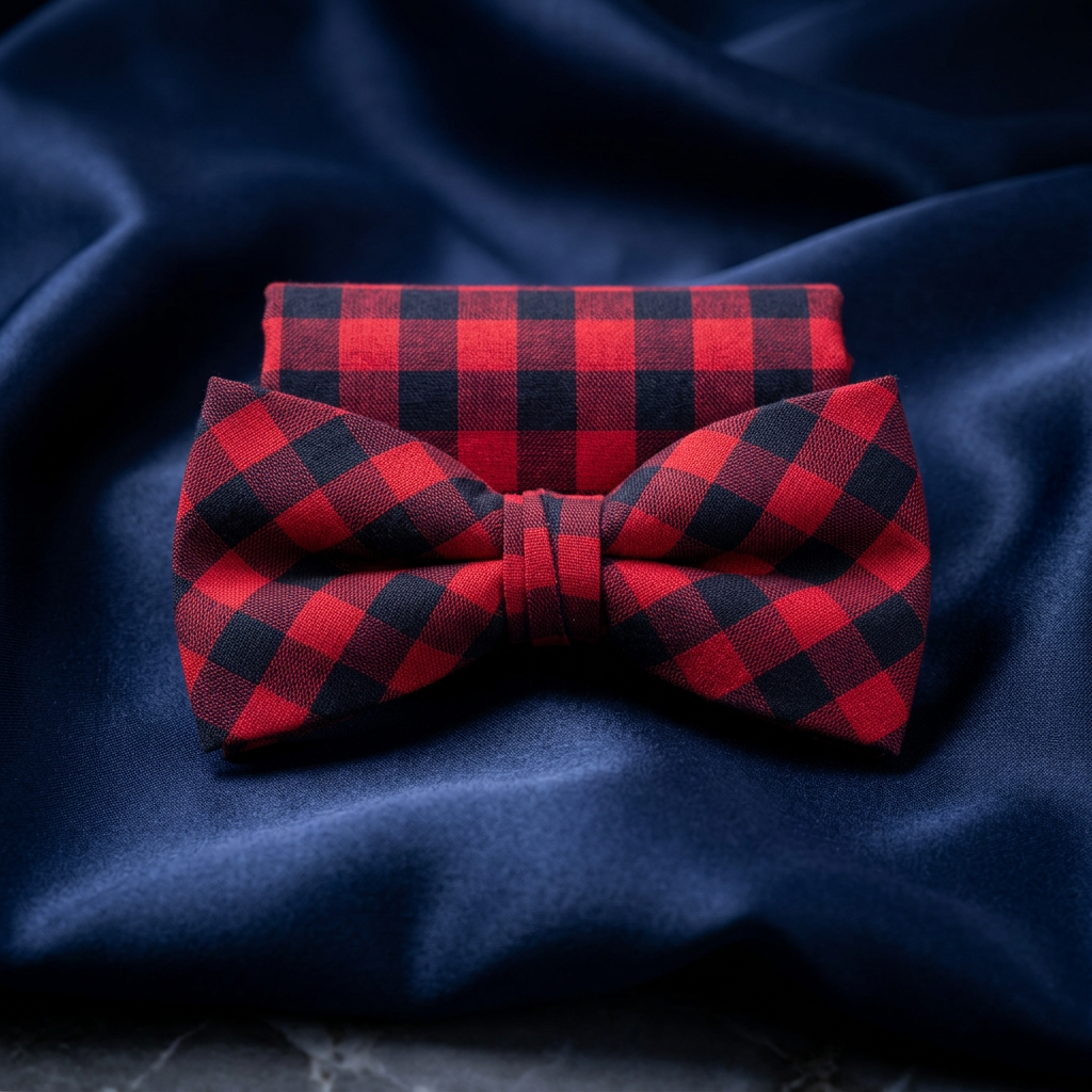 Red Buffalo Check Cotton Bow Tie & Hanky