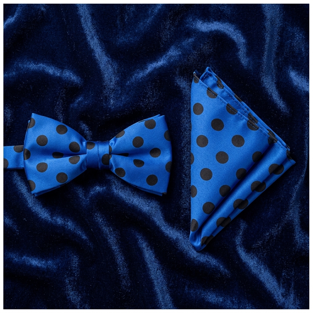 Royal Blue & Black Polka Dot Bow Tie Set