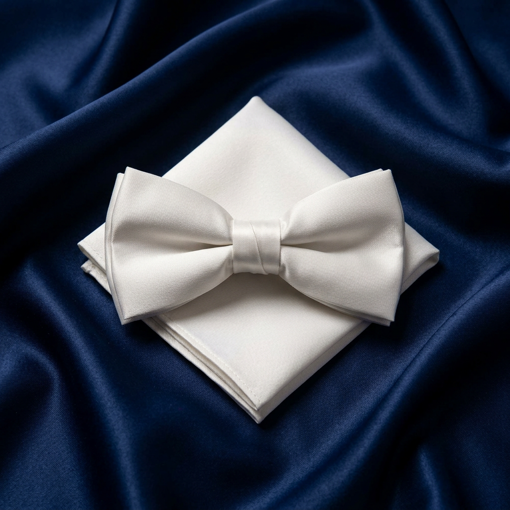 Pearl White Bow Tie & Hanky Set