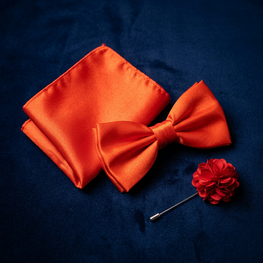 Red Satin Bow Tie 4-Piece Set