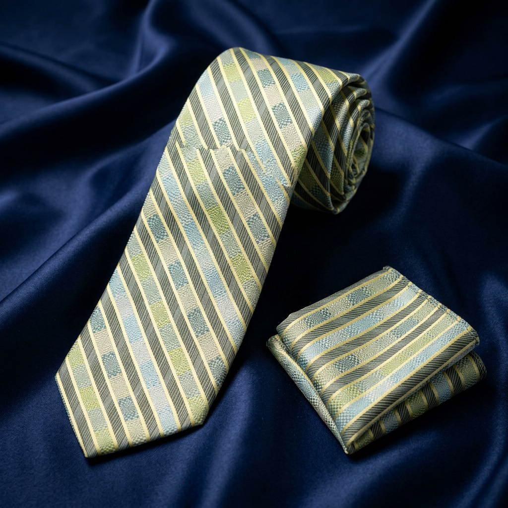 Sage & Yellow Stripe Necktie Set