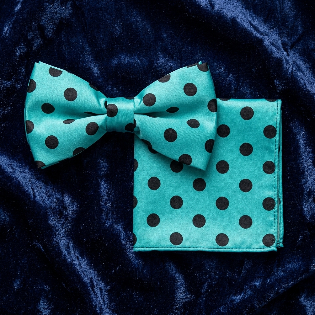 Teal & Black Polka Dot Bow Tie Set