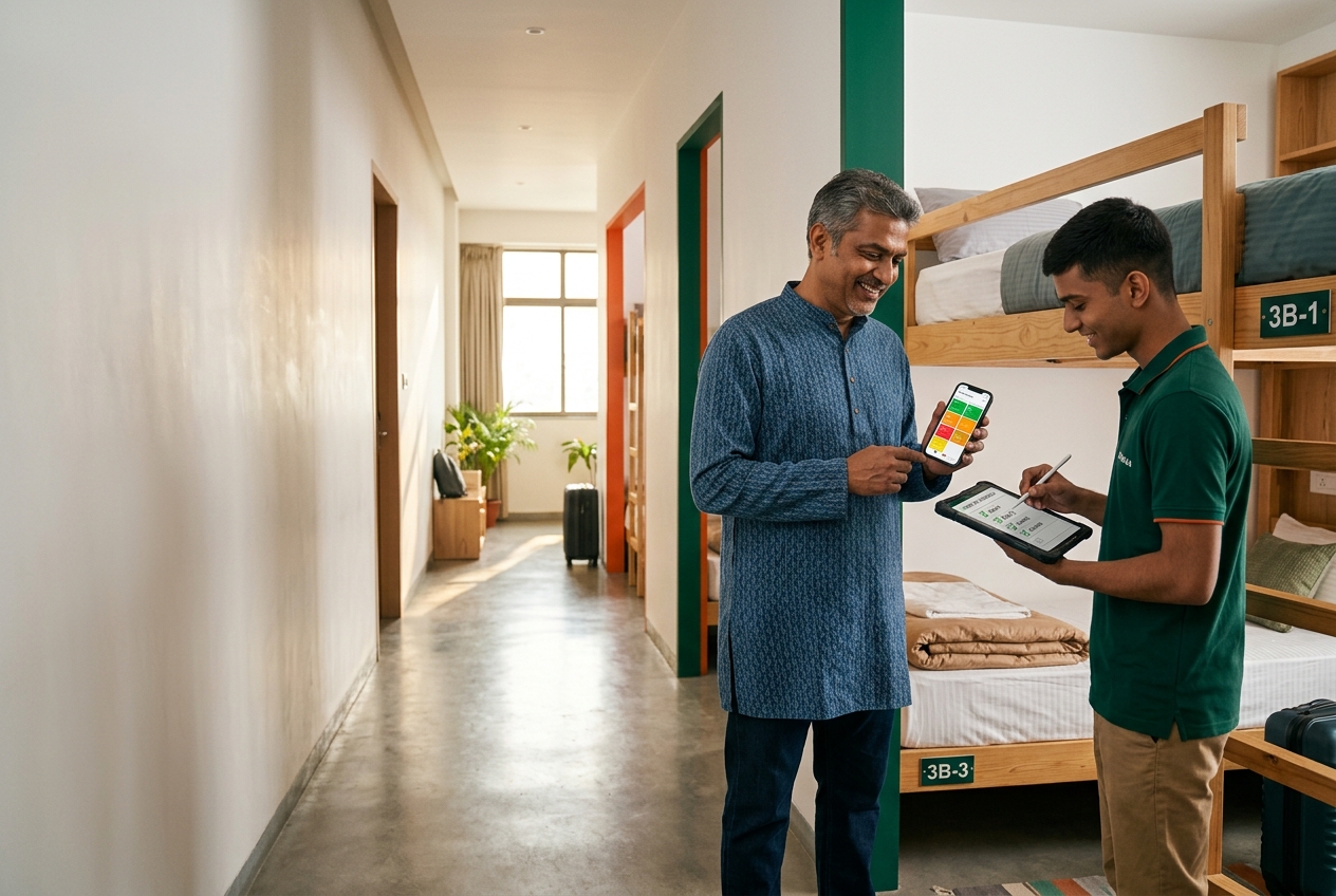 Property owner and manager tracking beds on phone and tablet