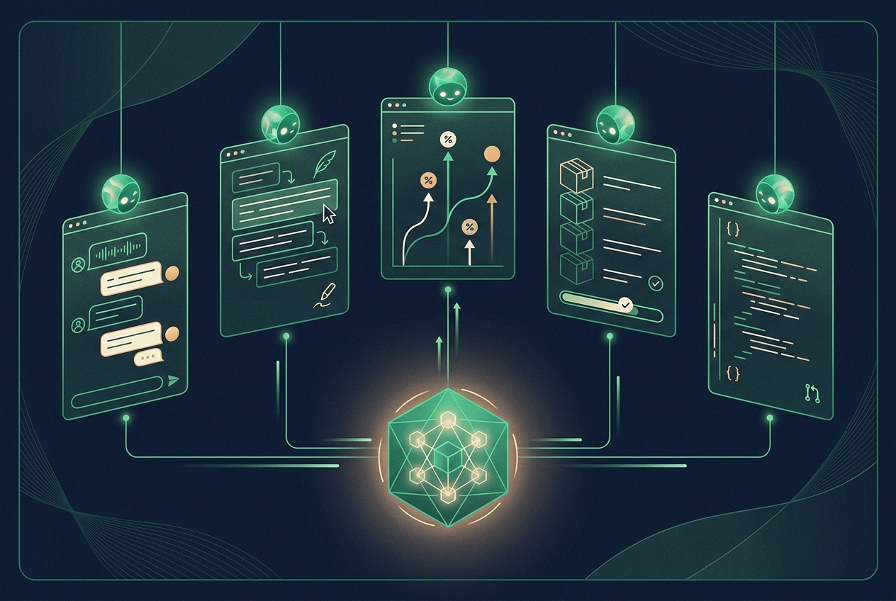 AI agents operating support, content, ads, fulfillment and code panels