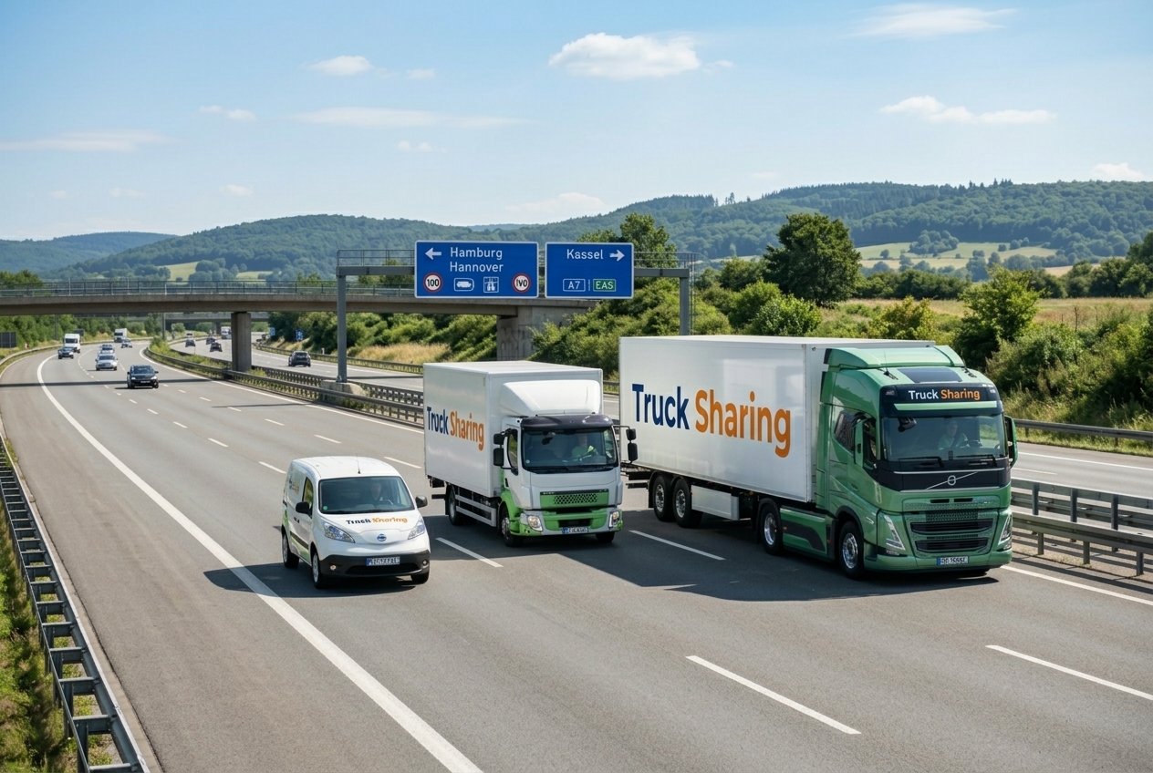 Camion su strada in una giornata luminosa