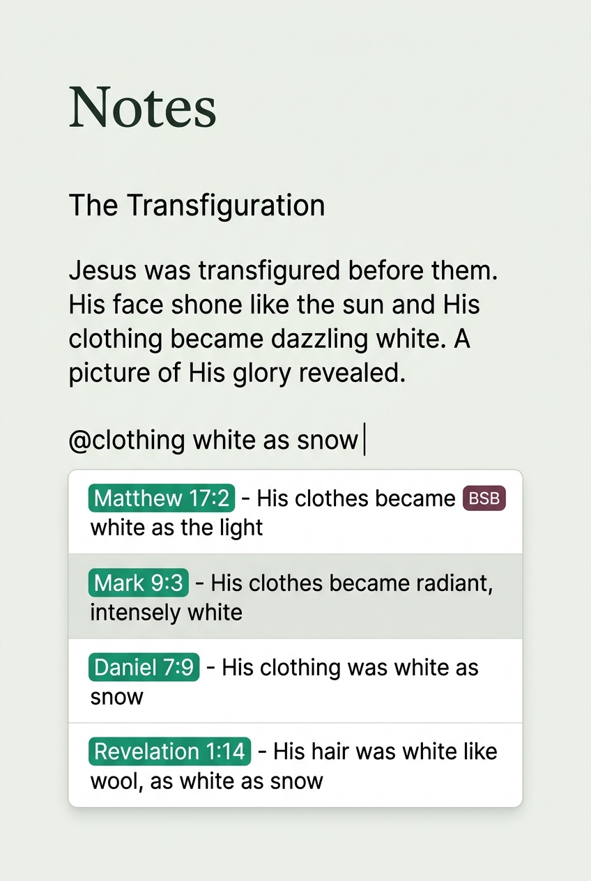 Notes with @ Scripture phrase search and matching verses