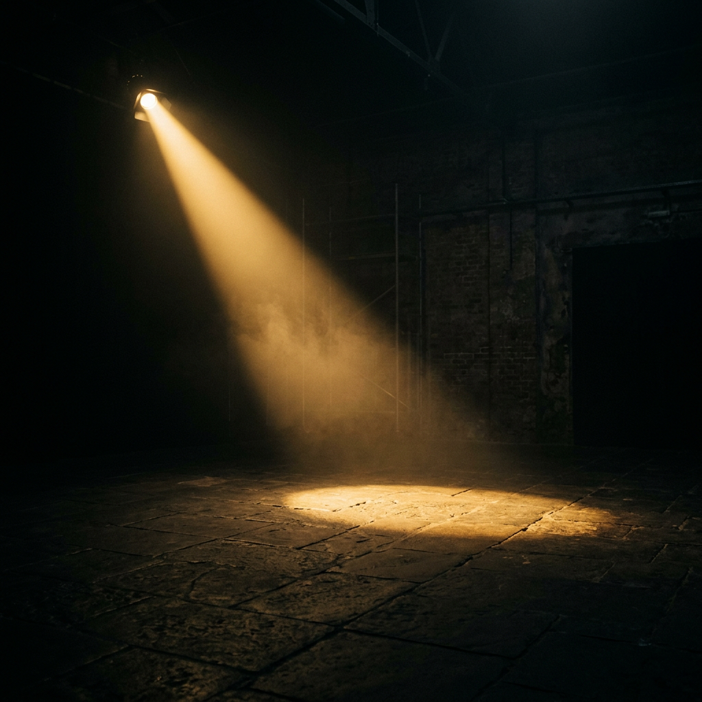 Il fascio di luce dello studio