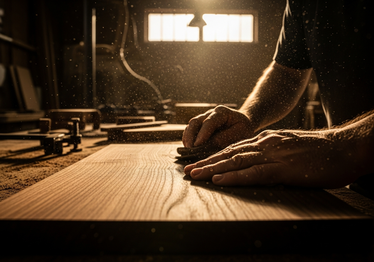 Master woodworker at the bench