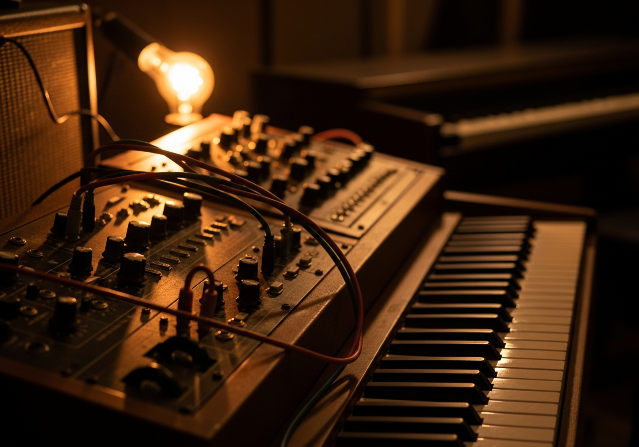 Vintage analog and grand piano
