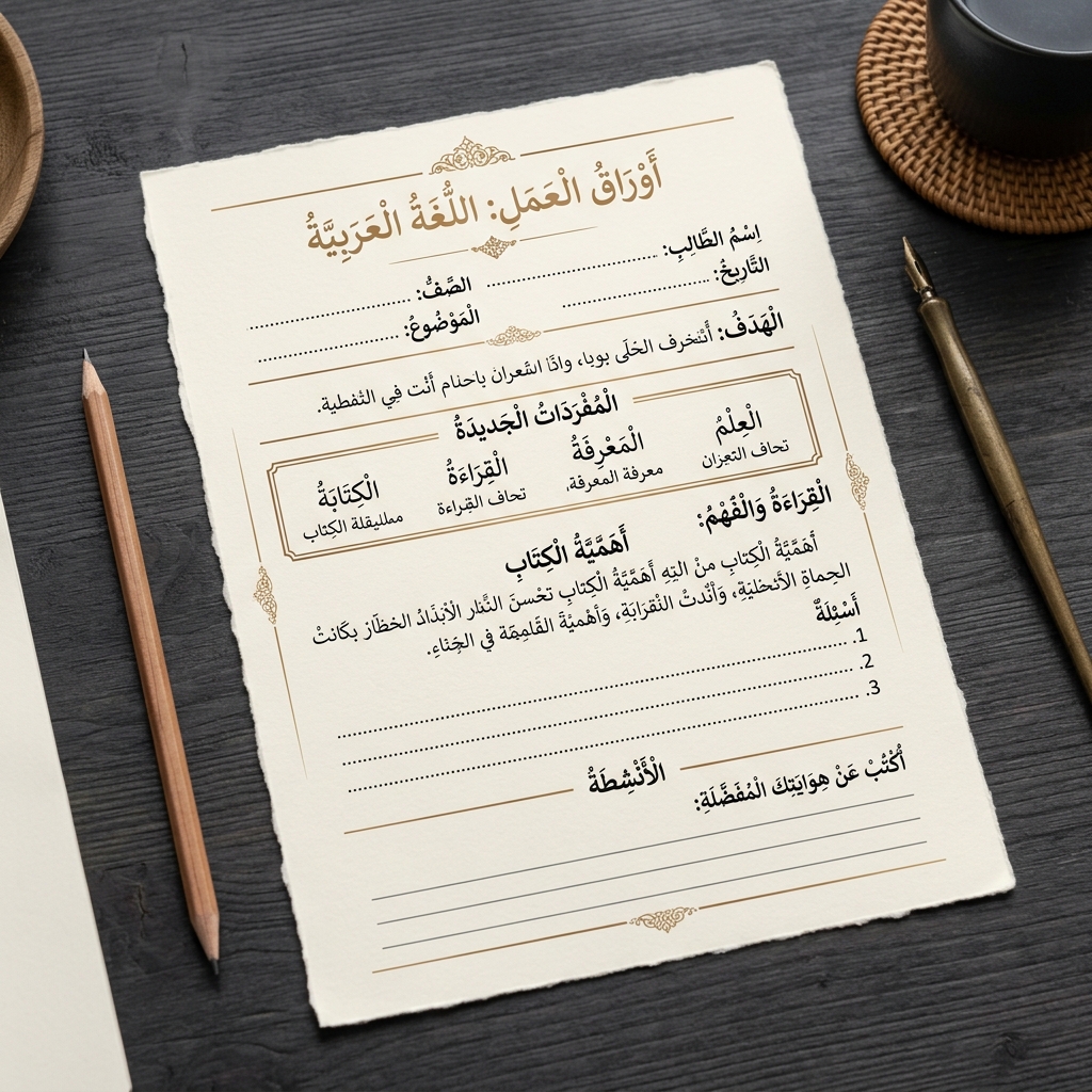 ورقة عمل تعليمية