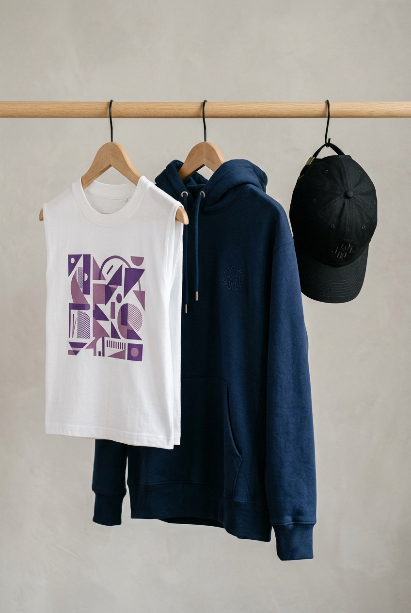 T-shirt con stampa, felpa con ricamo e cappellino personalizzati