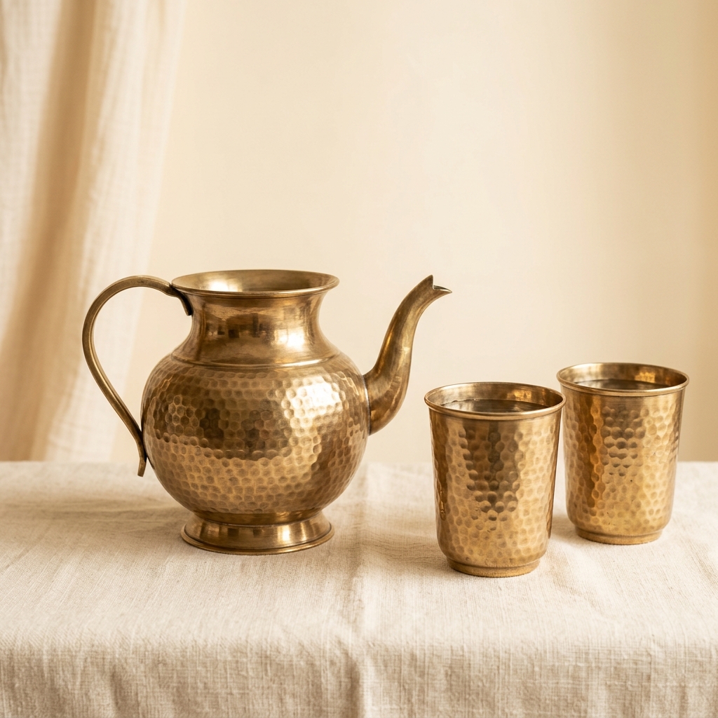 Brass Lota & Glass Set