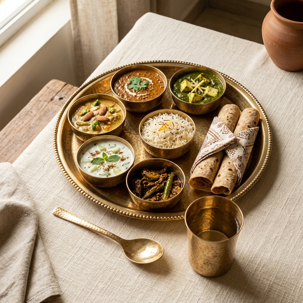 Brass Dinner Thali Set