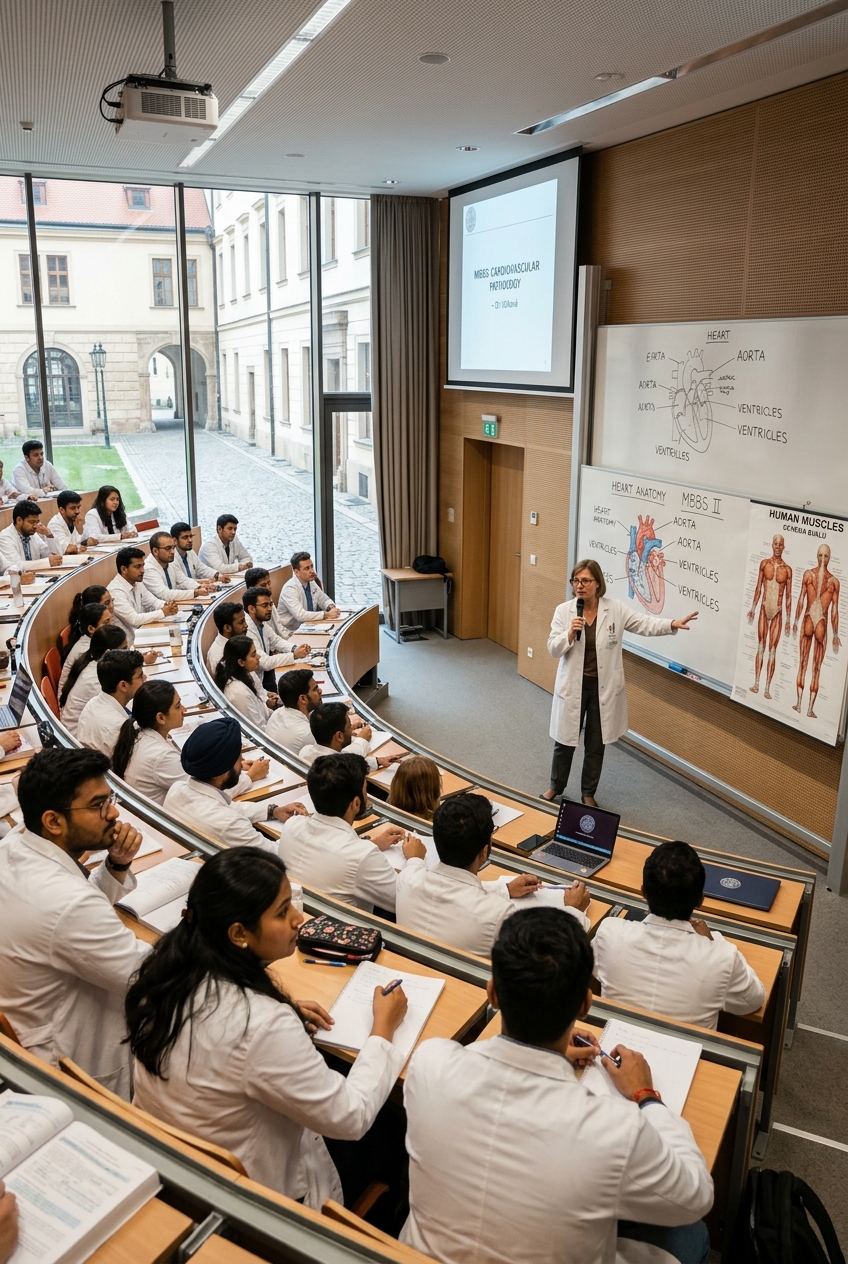 MBBS students in a foreign university classroom