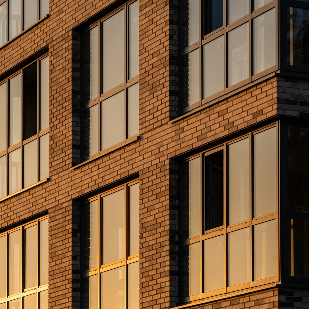 Brick and glass residential facade