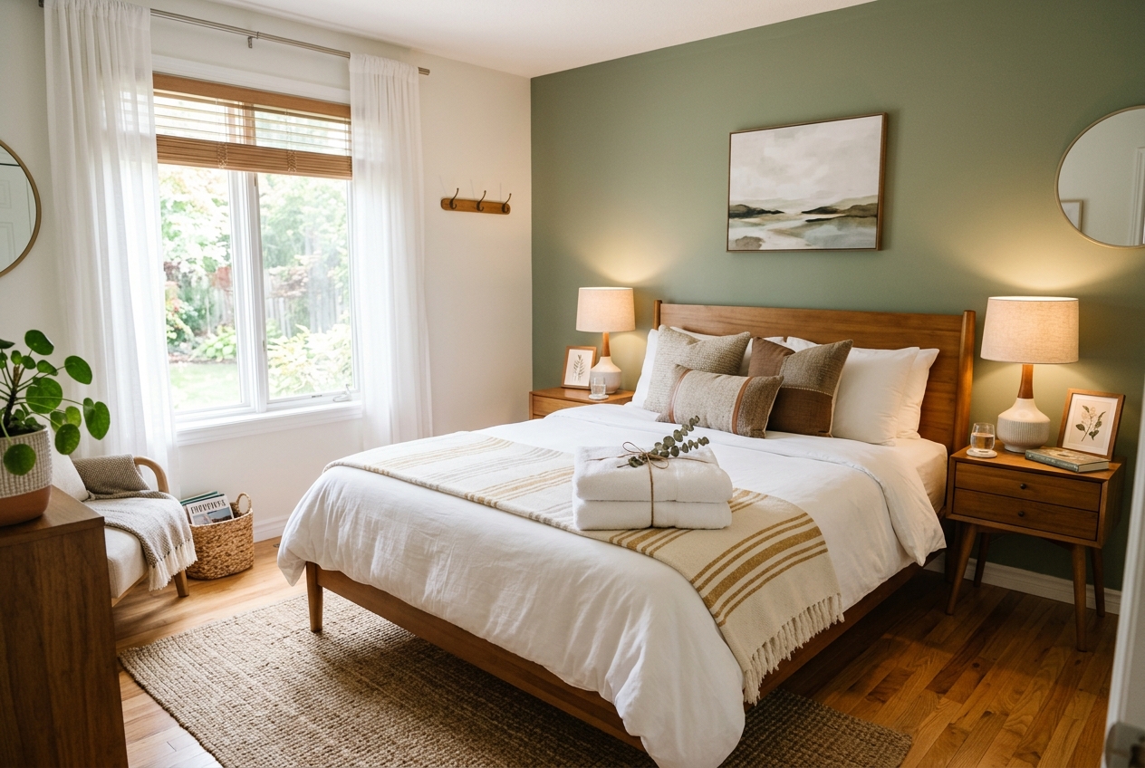 Inviting short-term rental guest bedroom