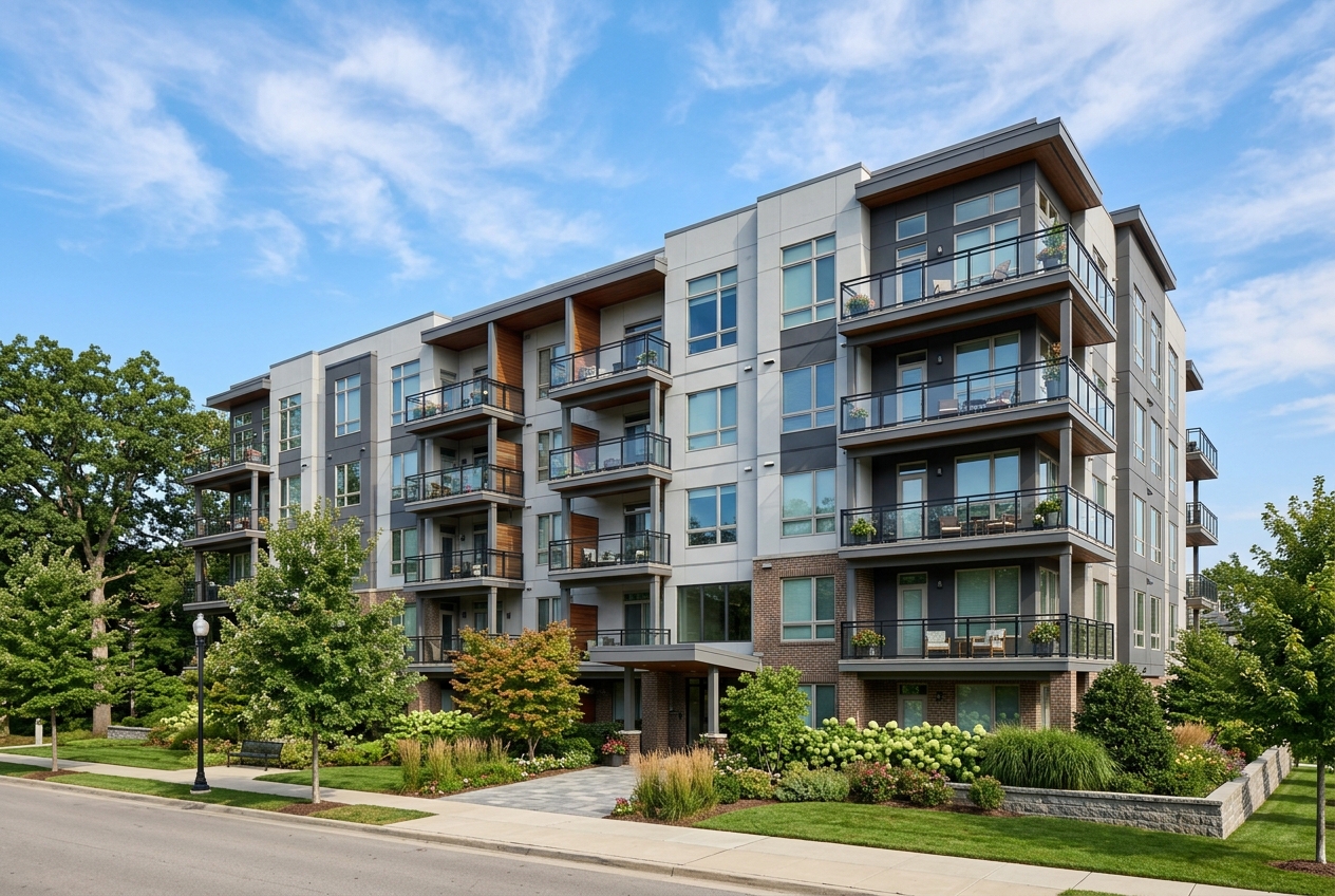 Modern condominium building