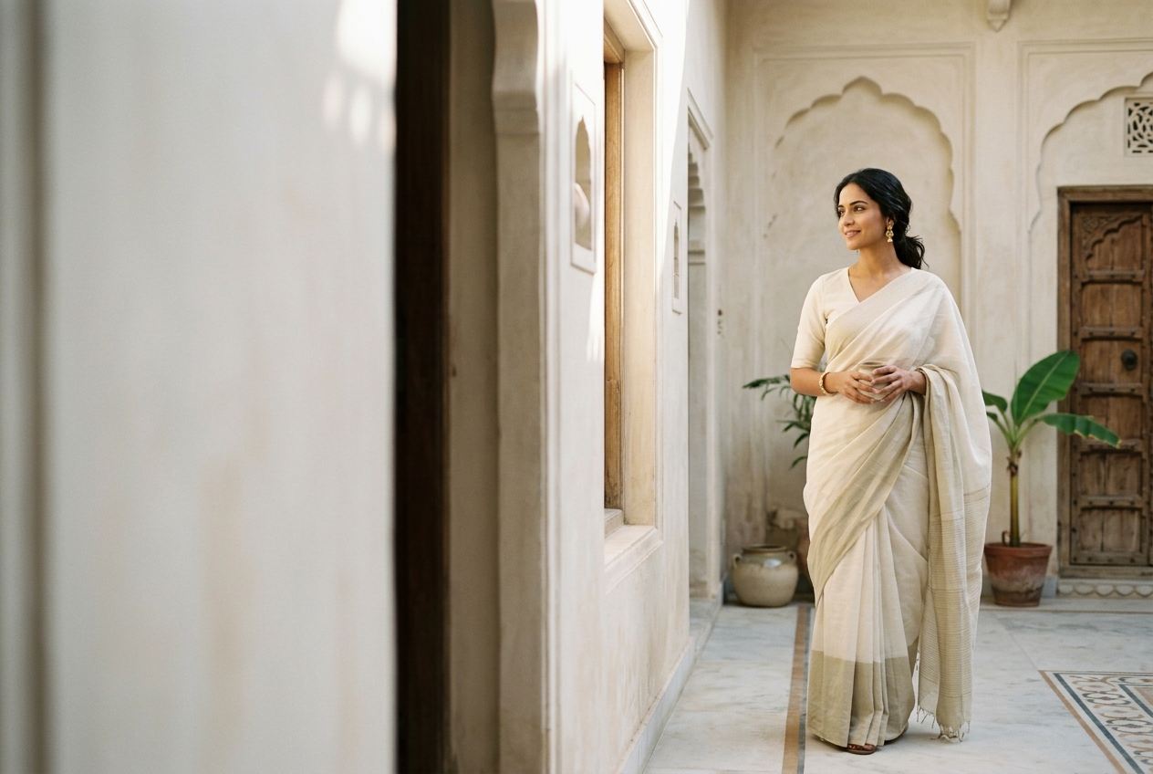 Woman in an editorial Indian setting