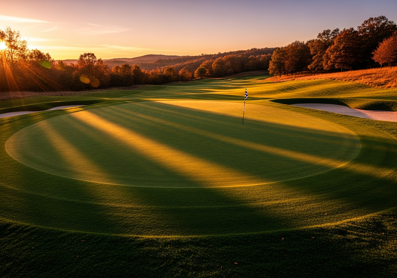 UK golf course at golden hour