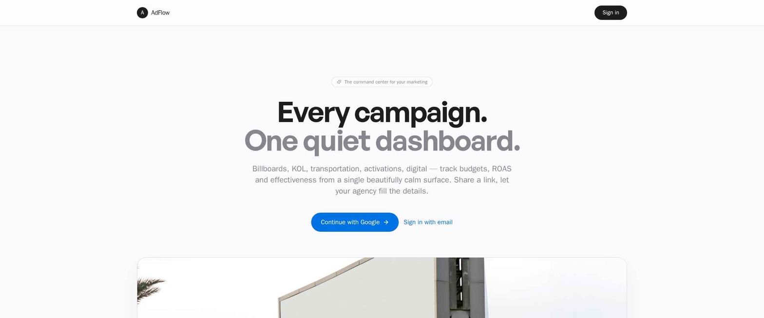 AdFlow Campaign Dashboard by Iklanmu Group preview
