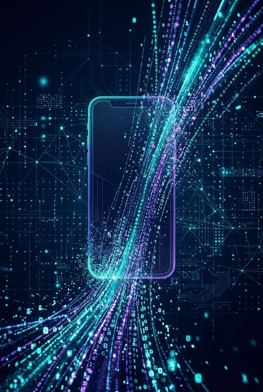 Abstract visualization of encrypted mobile data protection