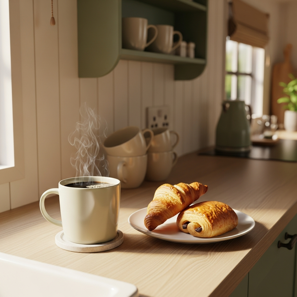 Warm and clean interior of a temporary kitchen