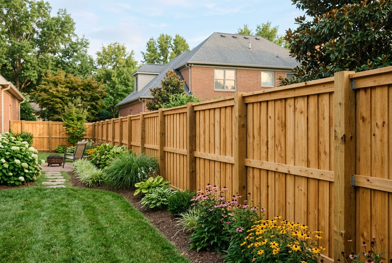 Cedar privacy fence installed in a Frankfort, Kentucky backyard