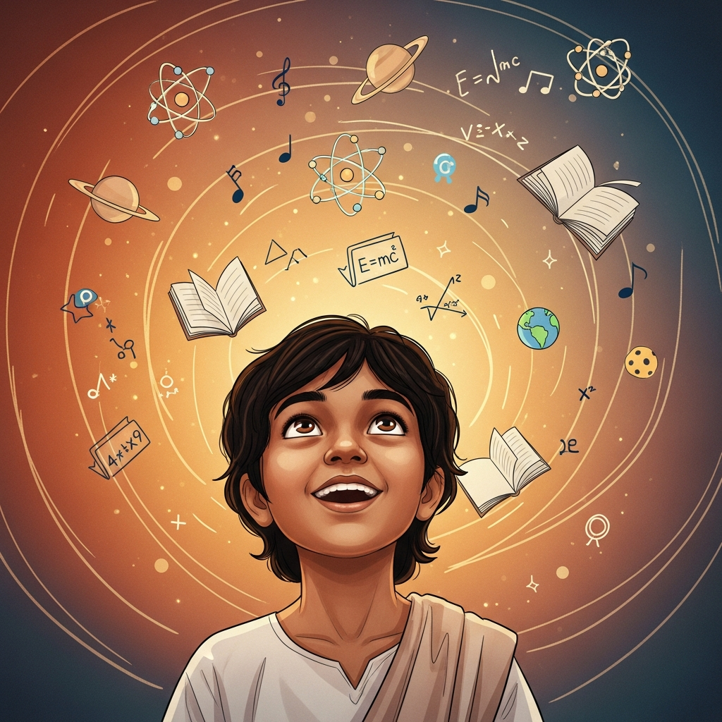 Child exploring with wonder