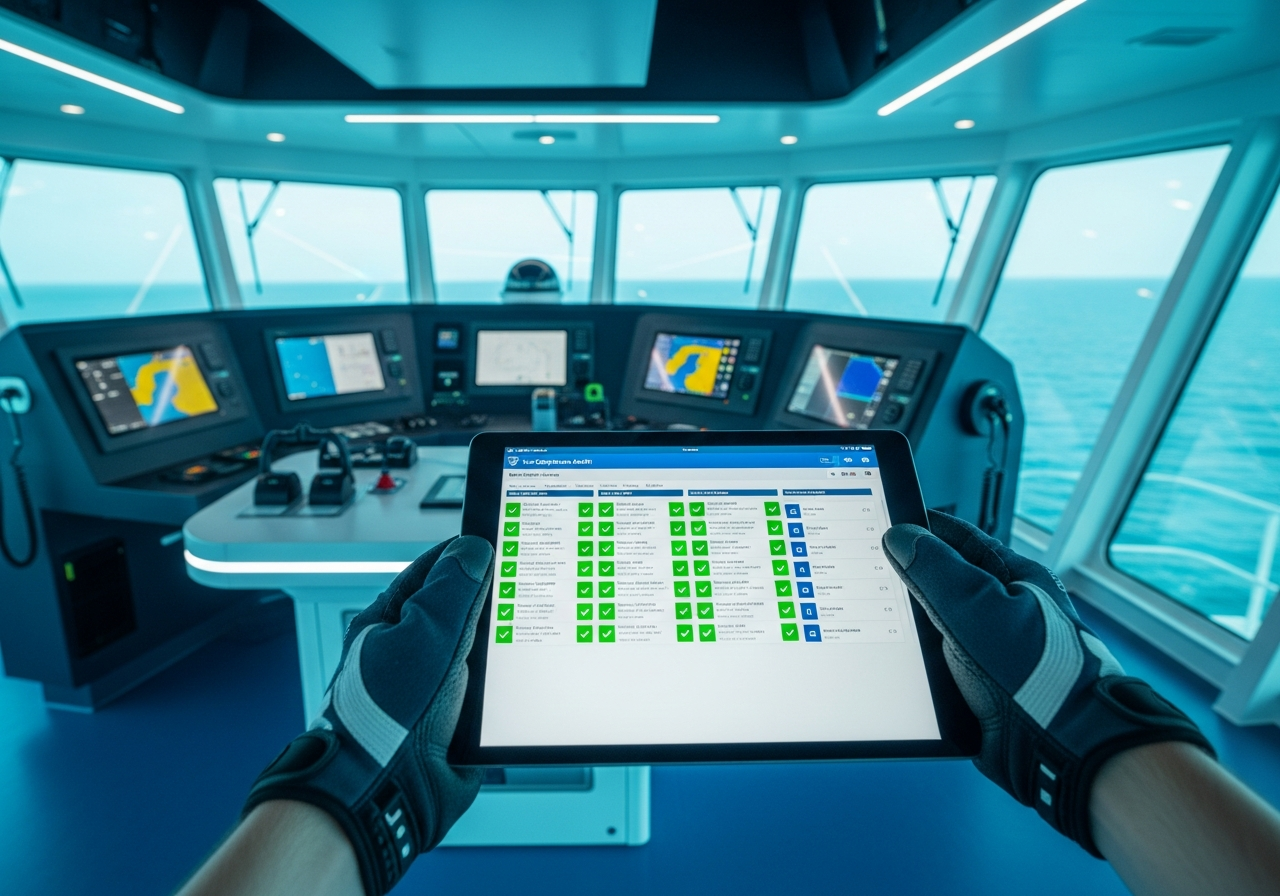 AI Compliance Audit Dashboard on vessel bridge
