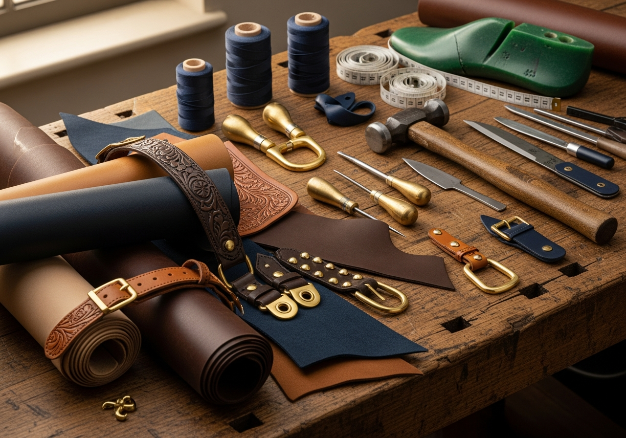 Premium leather materials and brass hardware