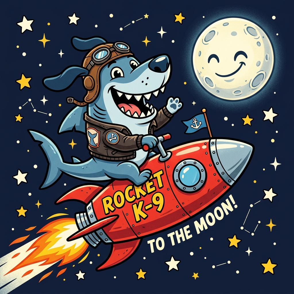 Shark Dog to the moon