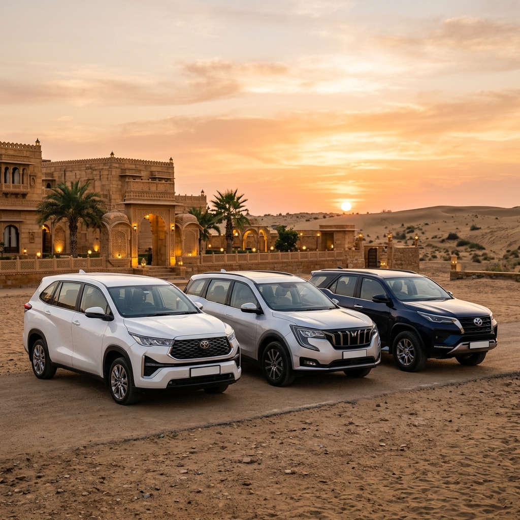 Happy Ride taxi fleet ready for Jaisalmer sightseeing