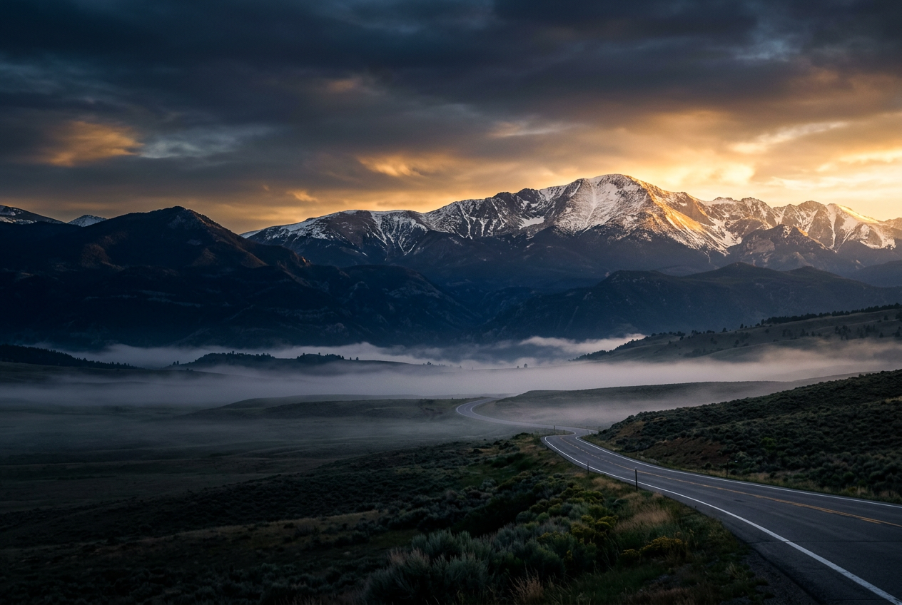 Dawn breaking over the Colorado Rockies
