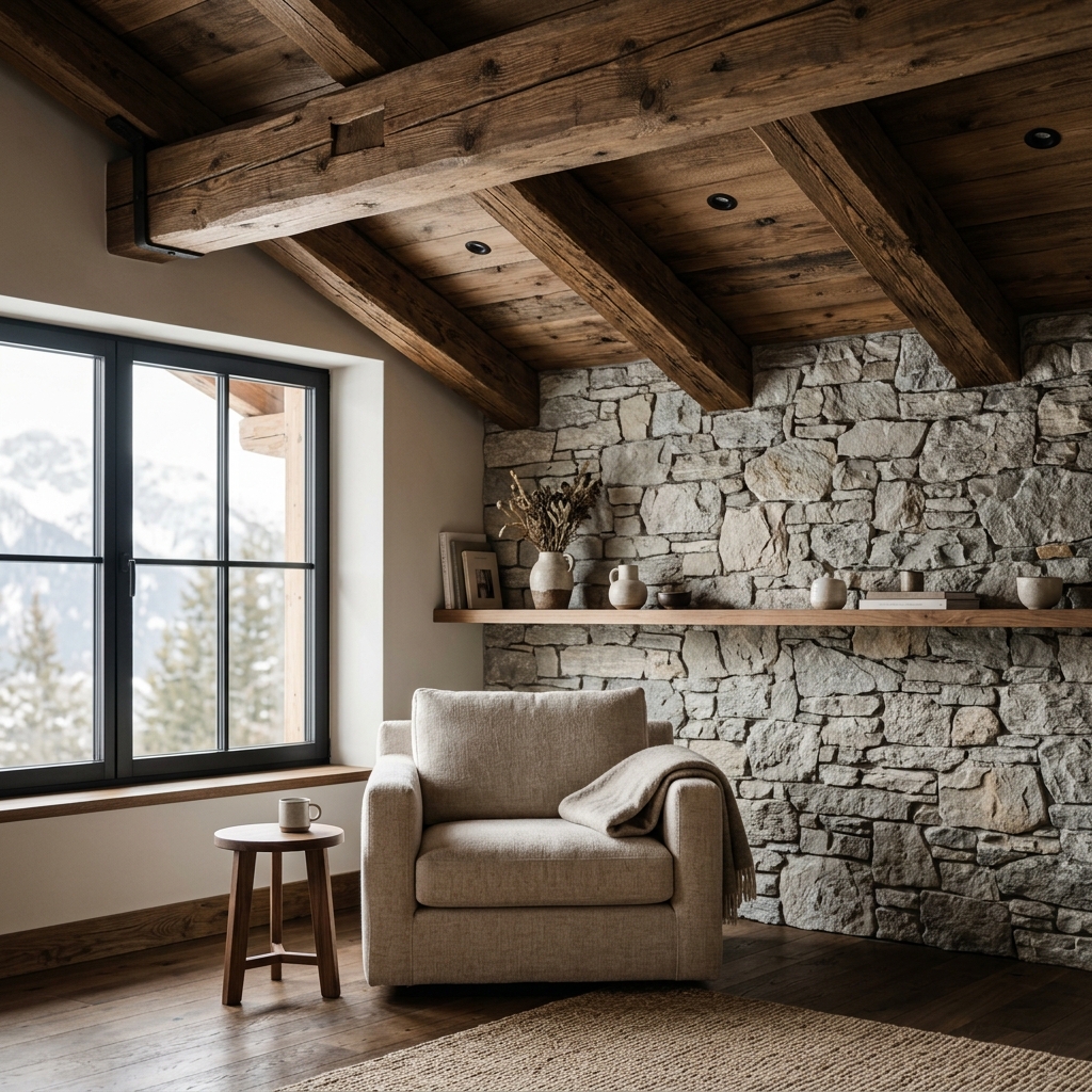 Finiture interne con pietra a vista - Realizzazioni a Dimaro Folgarida, Val di Sole