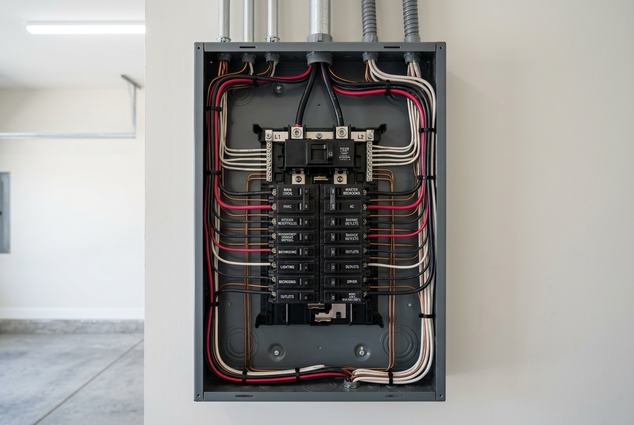 After: Full panel upgrade — retired a hazardous tangled breaker box for a modern, labeled electrical panel in Queens.