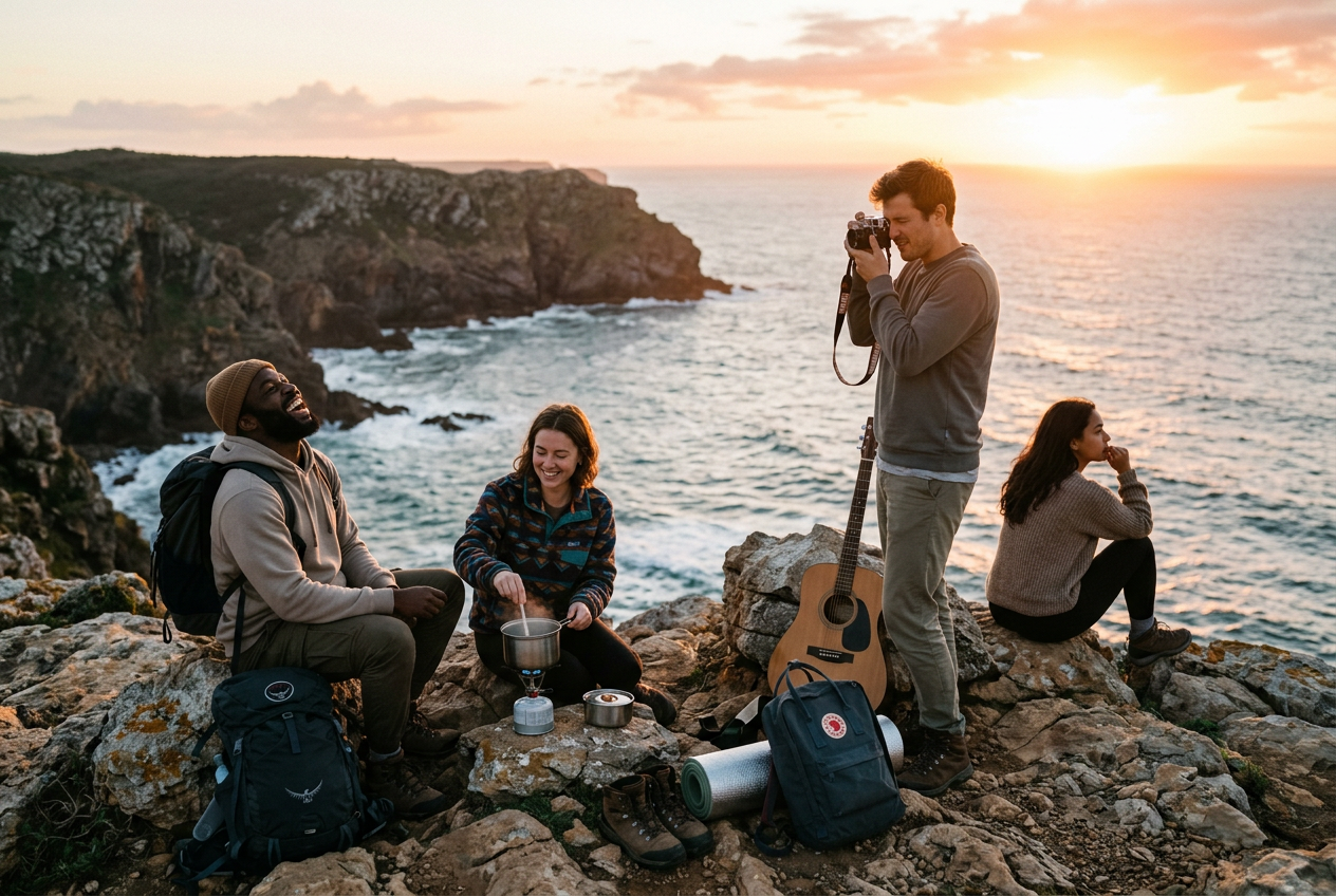 Group of friends at sunset
