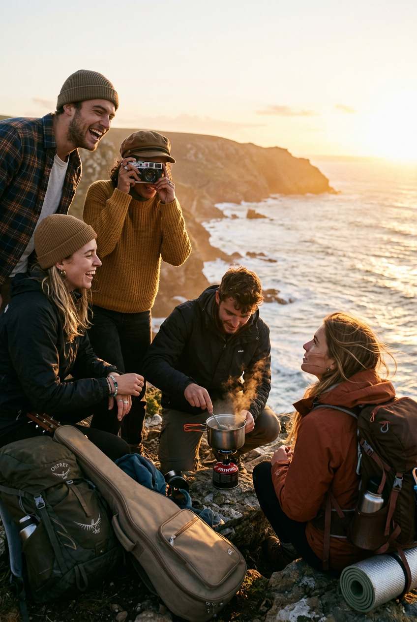 Group of friends at sunset